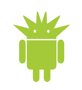 The Android logo, with spines on his head.